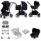 Ickle Bubba Moon 3 in 1 (Black Chassis) Everything You Need Travel System Bundle - Black
