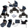 Ickle Bubba Eclipse (Silver Frame) All In One (Galaxy) 9pc Travel System & Isofix Base - Midnight Blue