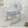 4Baby Padded Grey Wicker Moses Basket & Rocking Stand - Grey Dimple...