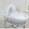4baby Deluxe Padded Grey Wicker Moses Basket - White Waffle